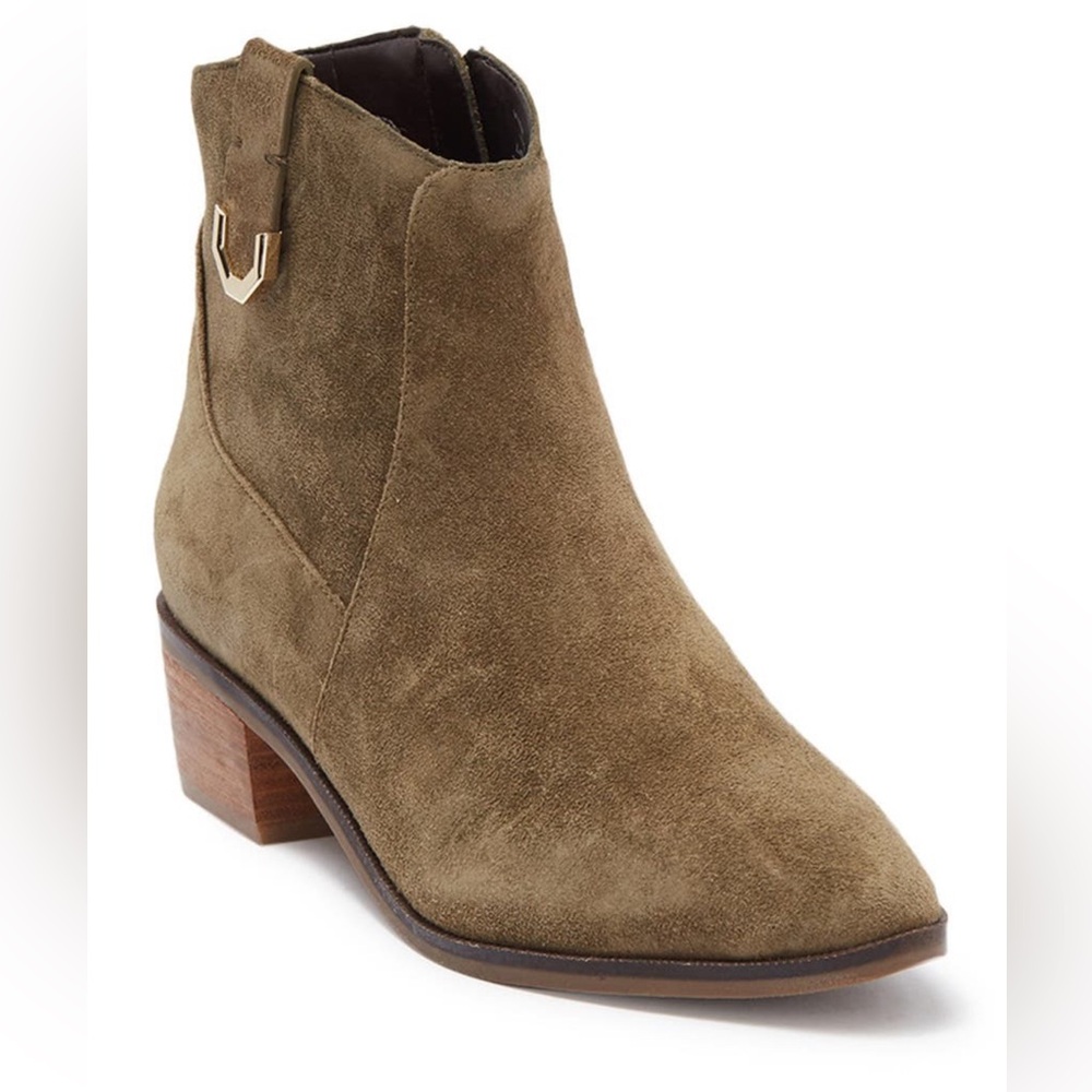 Cole Haan Maci ankle boot/bootie olive green suede